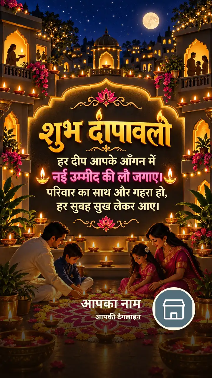 शुभ दीपावली - हर दीप आपके आँगन में - Festival Image, फूल, कमल, दीया