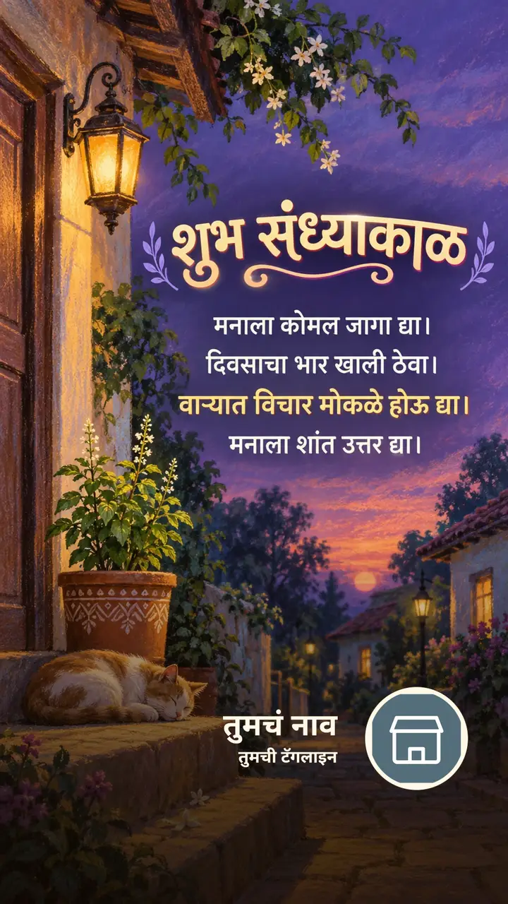 शुभ संध्याकाळ - मनाला कोमल जागा द्या। - दिवसाचा भार खाली ठेवा। - Sandhyakal Image