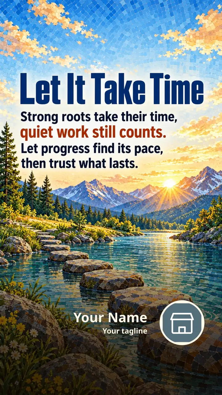 Let It Take Time - Motivational Image, Nature, Mountains, River