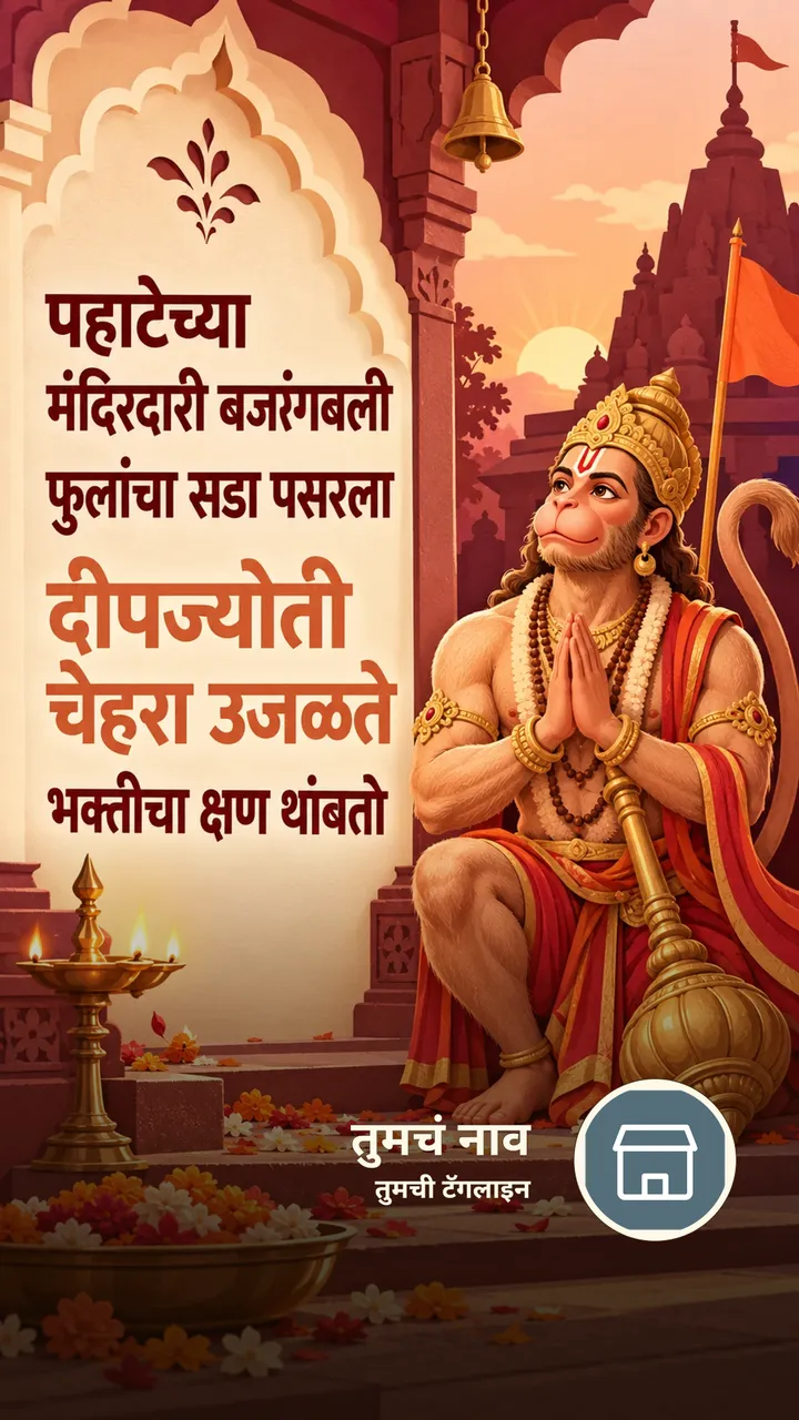 पहाटेच्या मंदिरदारी बजरंगबली - Bhakti Image, हनुमान