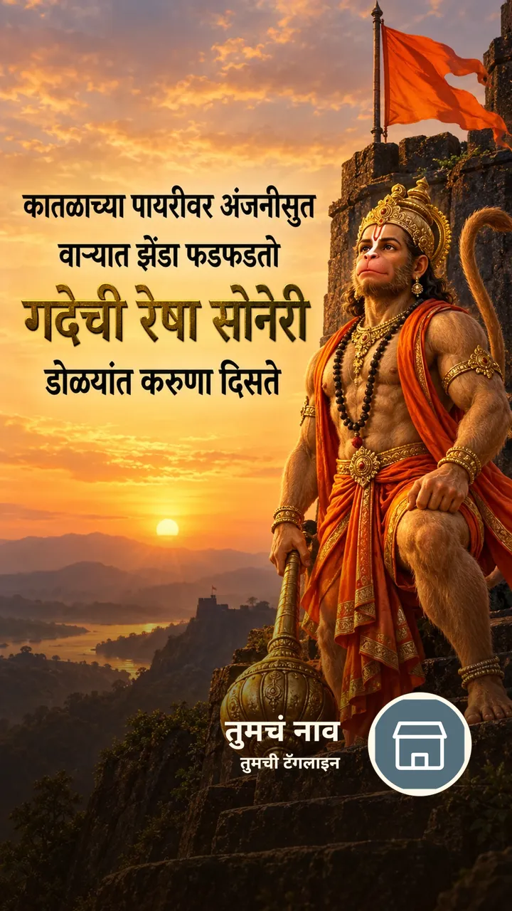 कातळाच्या पायरीवर अंजनीसुत - Bhakti Image, हनुमान