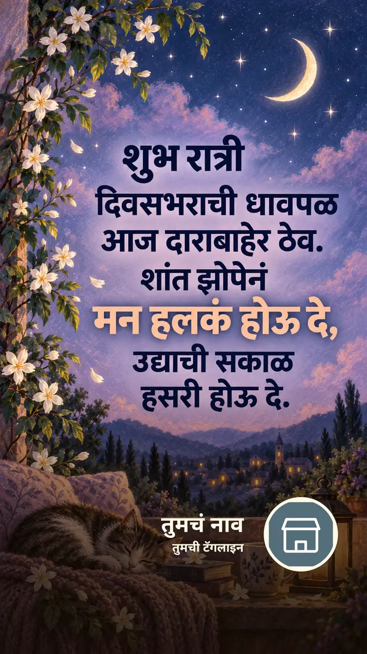शुभ रात्री - दिवसभराची धावपळ - Shubh Ratri Image, फुलं, चंद्र, चांदण्या