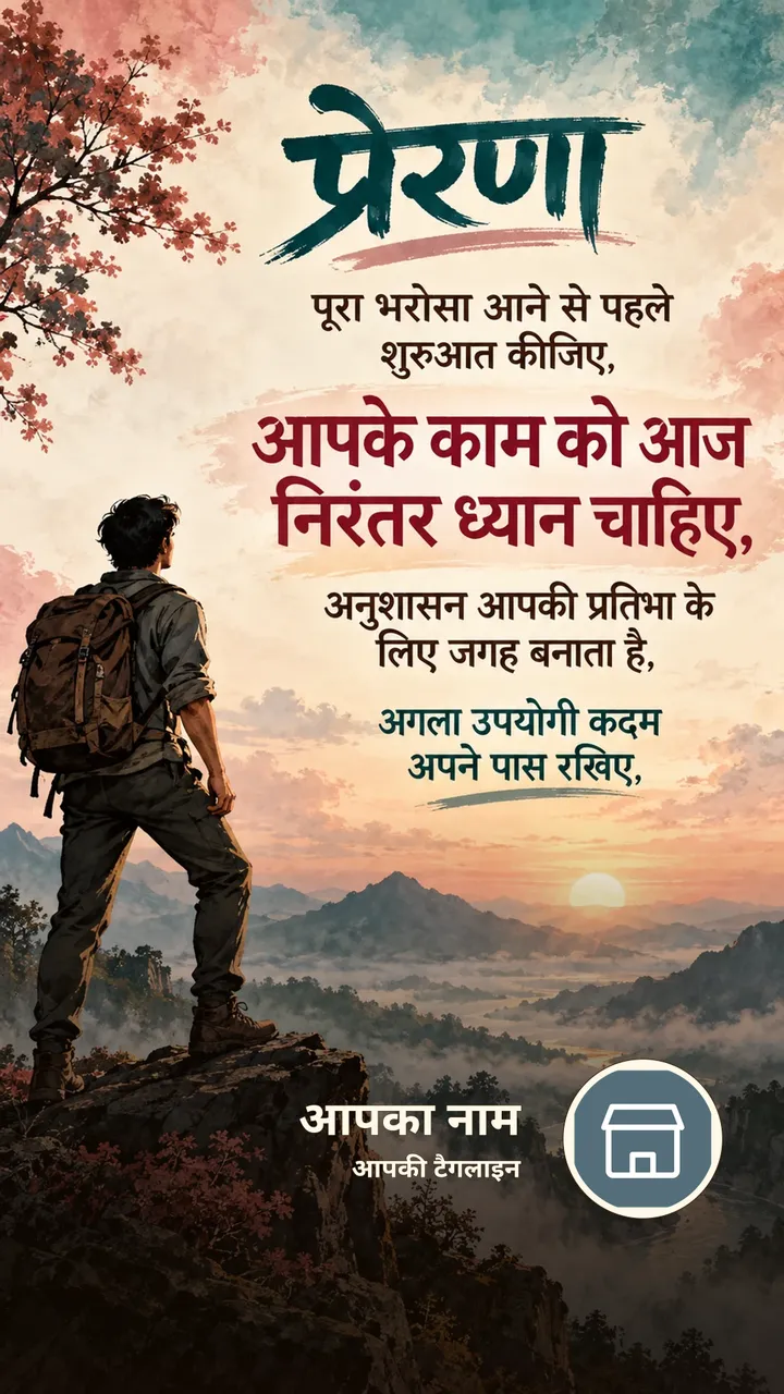प्रेरणा - पूरा भरोसा आने से पहले शुरुआत कीजिए, - आपके काम को आज - Motivational Image, प्रकृति, पहाड़