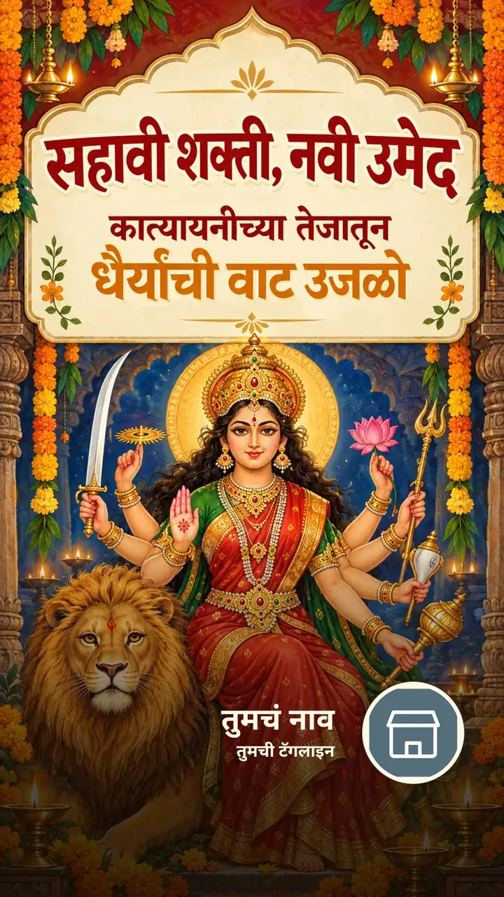 सहावी शक्ती, नवी उमेद - Festival Image, फुलं, दिवा, दुर्गा