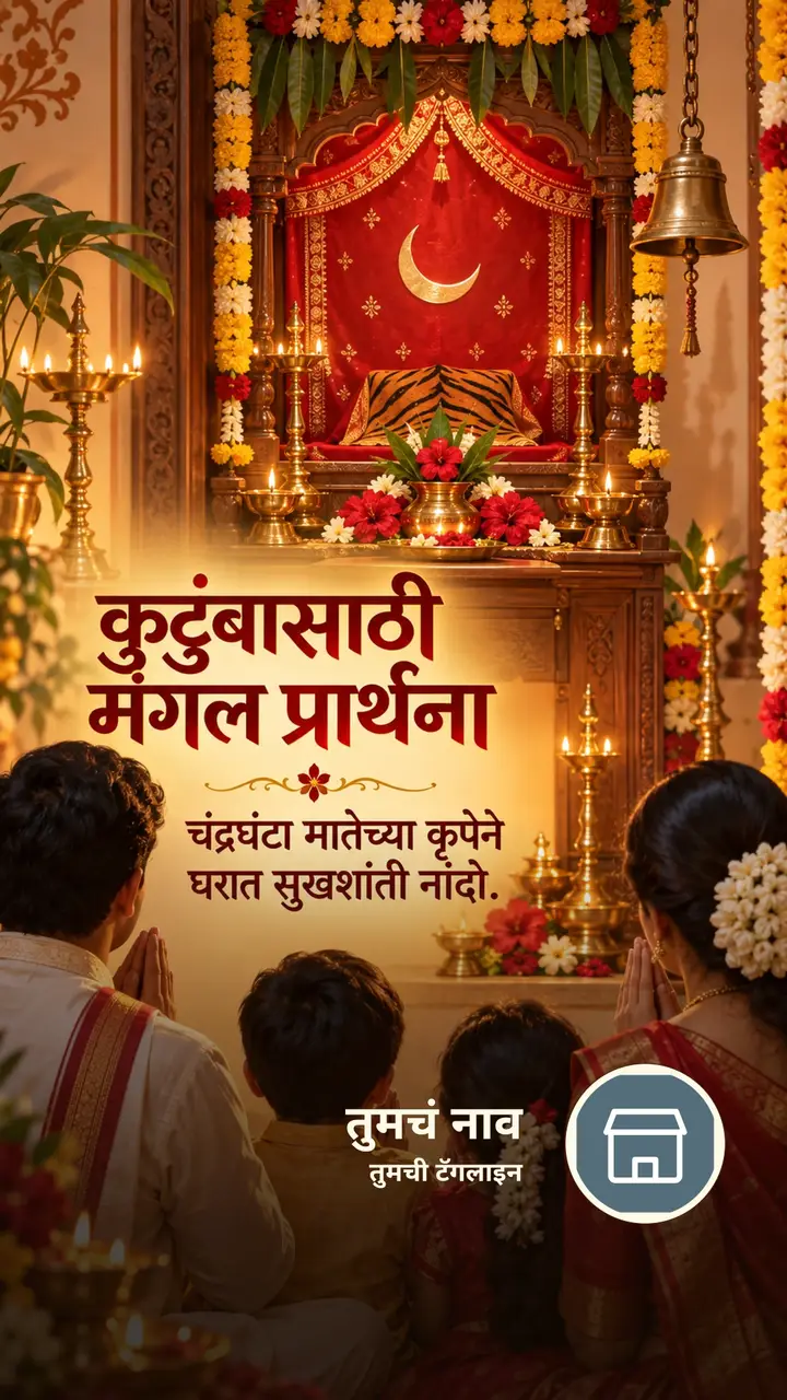 कुटुंबासाठी मंगल प्रार्थना - Festival Image, फुलं, दिवा, कुटुंब