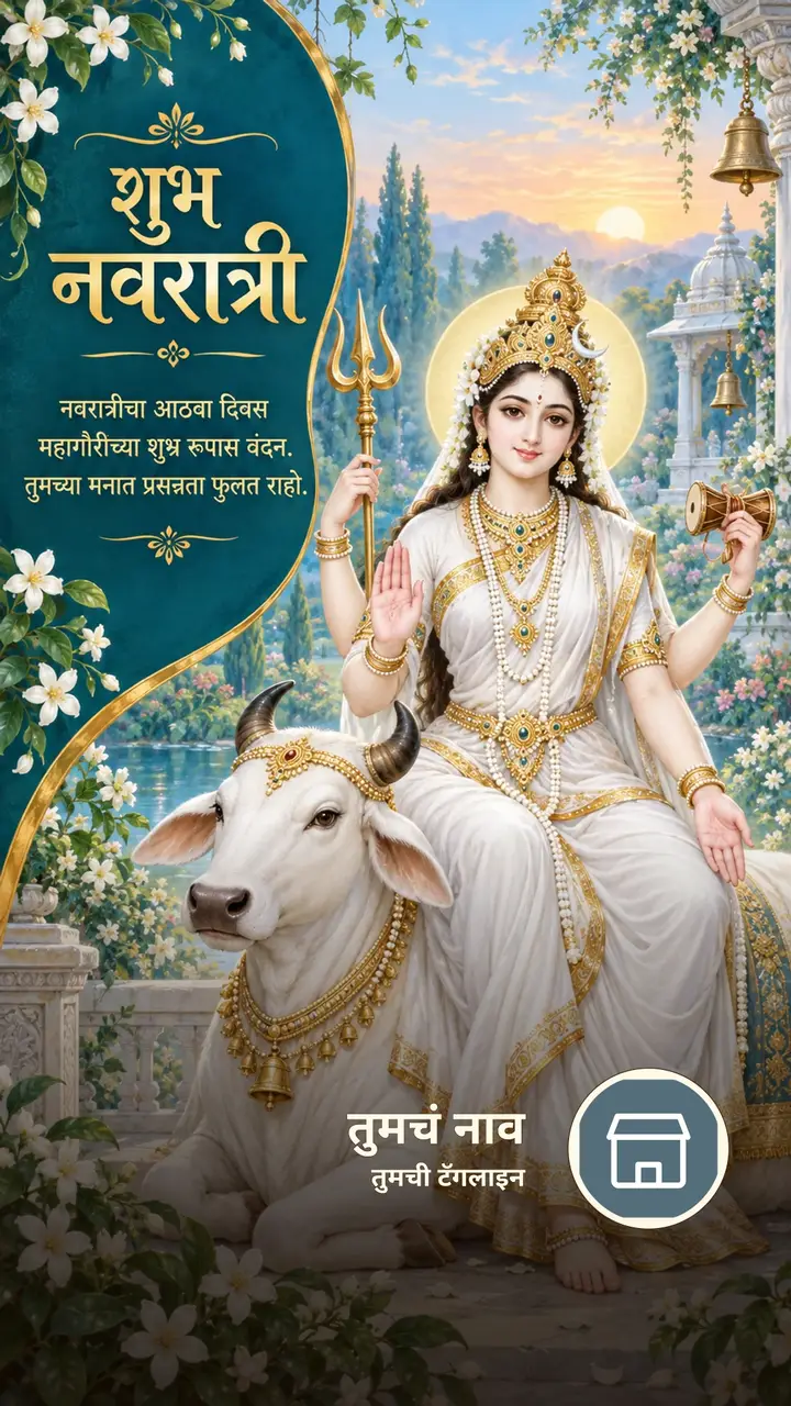शुभ नवरात्री - नवरात्रीचा आठवा दिवस - Festival Image, फुलं, कमळ, निसर्ग, दुर्गा