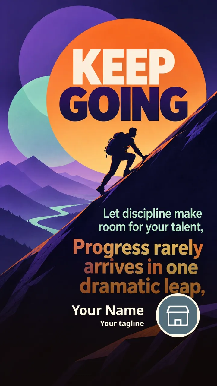 KEEP GOING - Let discipline make room for your talent, - Progress - Motivational Image, Nature, Mountains