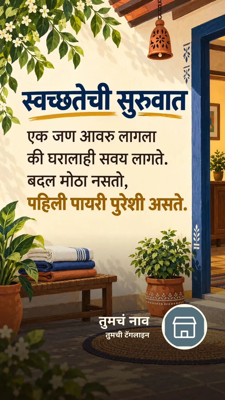 स्वच्छतेची सुरुवात - Suvichar Image, निसर्ग, कुटुंब