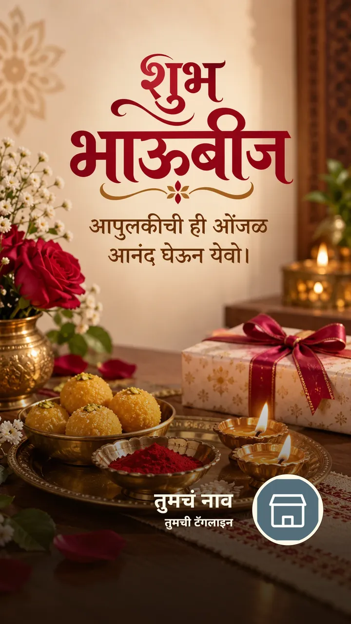 शुभ भाऊबीज - आपुलकीची ही ओंजळ - Festival Image, फुलं, दिवा