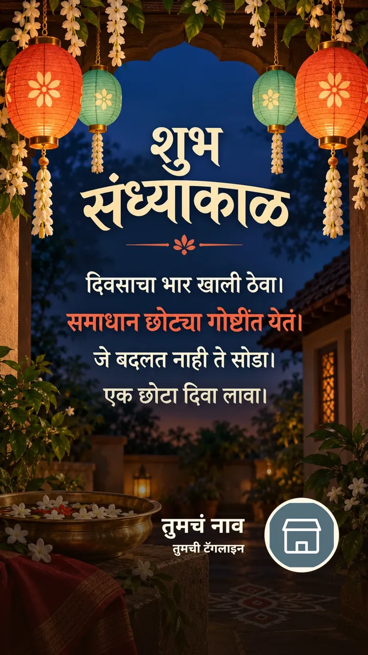 शुभ संध्याकाळ - दिवसाचा भार खाली ठेवा। - समाधान छोट्या गोष्टींत येतं। - Sandhyakal Image