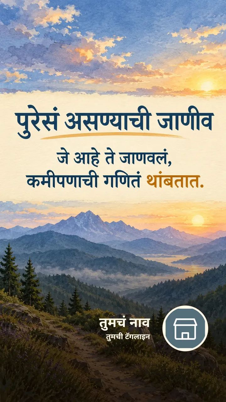 पुरेसं असण्याची जाणीव - Suvichar Image, निसर्ग, डोंगर, आकाश