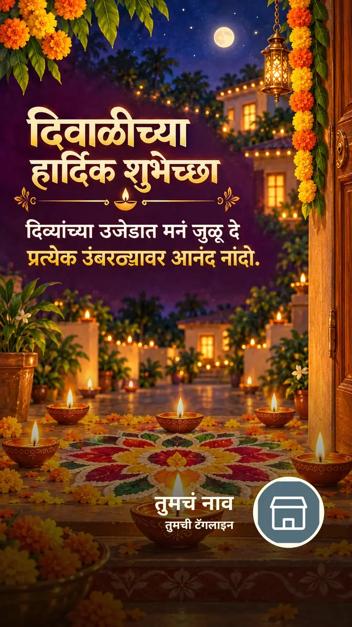 दिवाळीच्या हार्दिक शुभेच्छा - Festival Image, फुलं, दिवा
