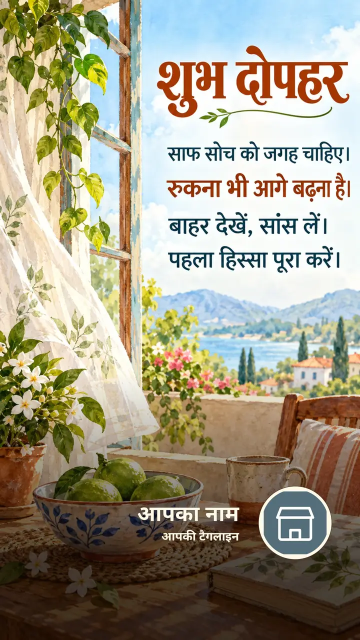 शुभ दोपहर - साफ सोच को जगह चाहिए। - रुकना भी आगे बढ़ना - Dopahar Image