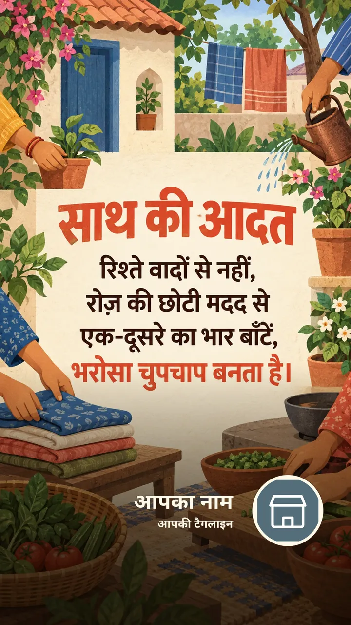 साथ की आदत - Suvichar Image, फूल, गाँव, परिवार