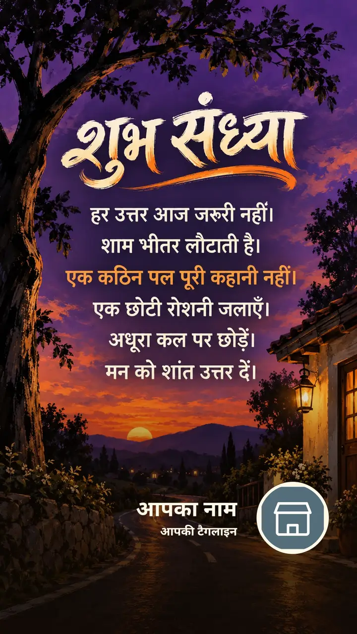 शुभ संध्या - हर उत्तर आज जरूरी नहीं। - शाम भीतर लौटाती - Sandhya Image