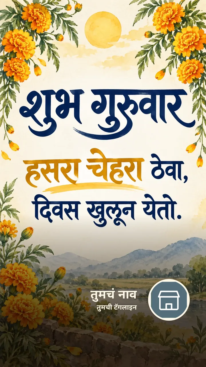शुभ गुरुवार - हसरा चेहरा ठेवा, - दिवसभराच्या शुभेच्छा Image, फुलं, डोंगर, नदी
