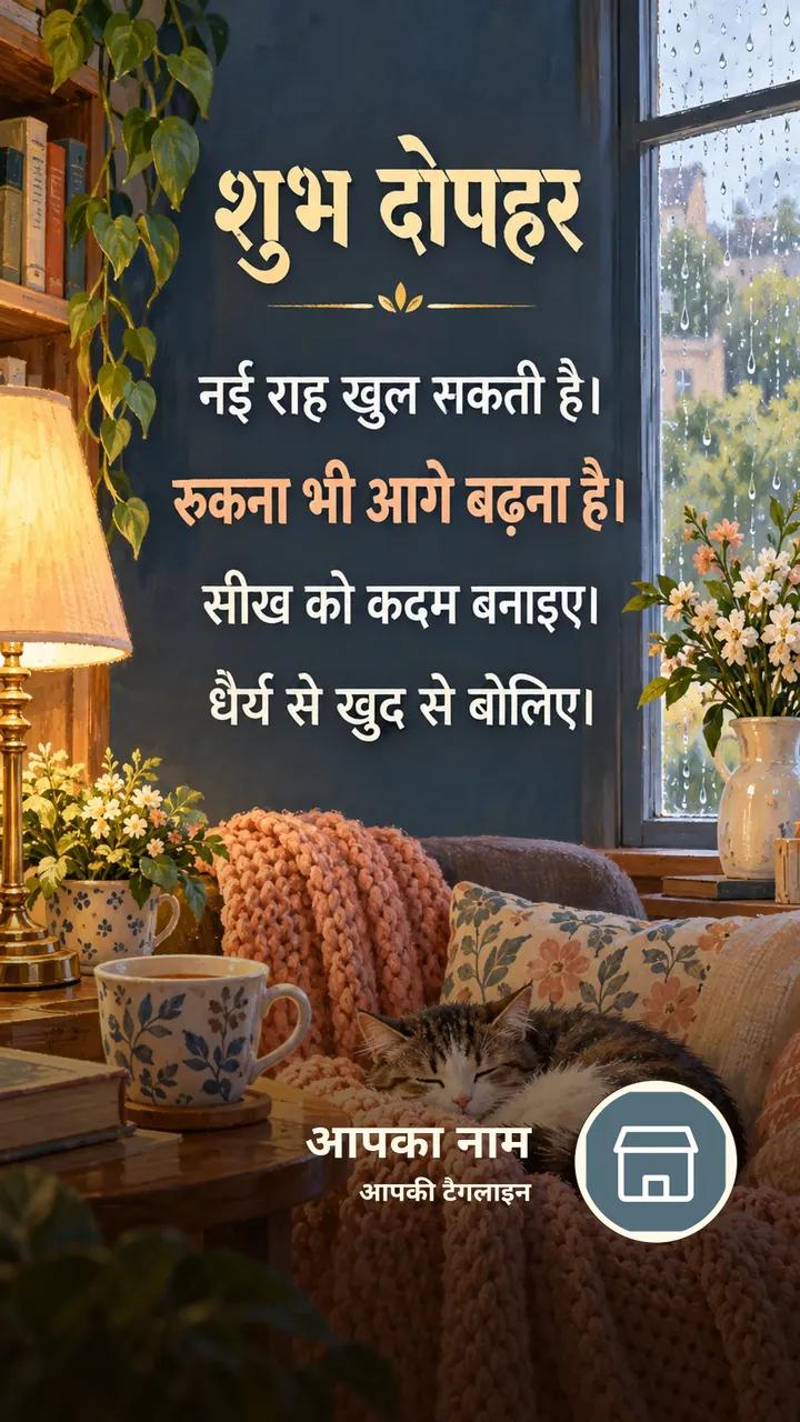 शुभ दोपहर - नई राह खुल सकती है। - रुकना भी आगे बढ़ना है। - Dopahar Image