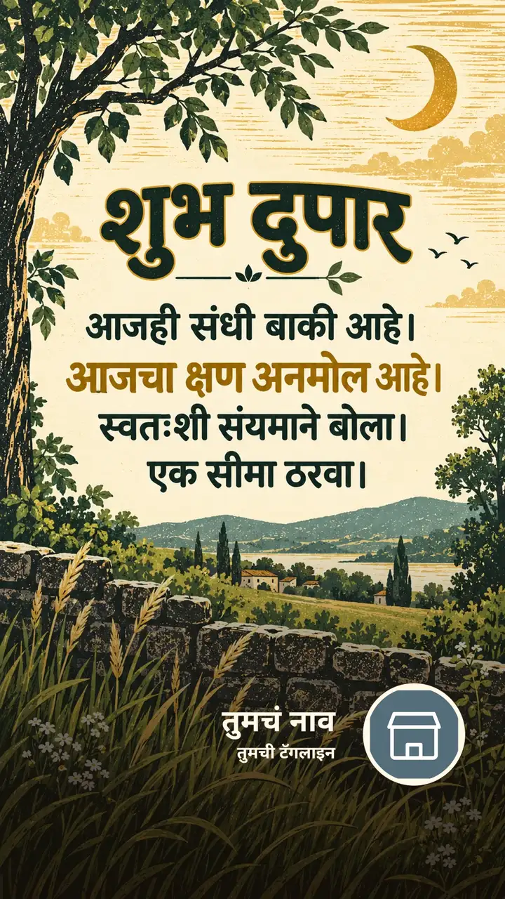 शुभ दुपार - आजही संधी बाकी आहे। - आजचा क्षण अनमोल आहे। - Shubh Dupar Image