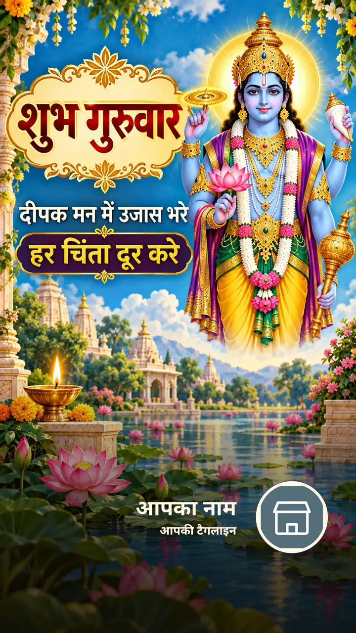 शुभ गुरुवार - दीपक मन में उजास भरे - Bhakti Image, कमल, दीया, विष्णु