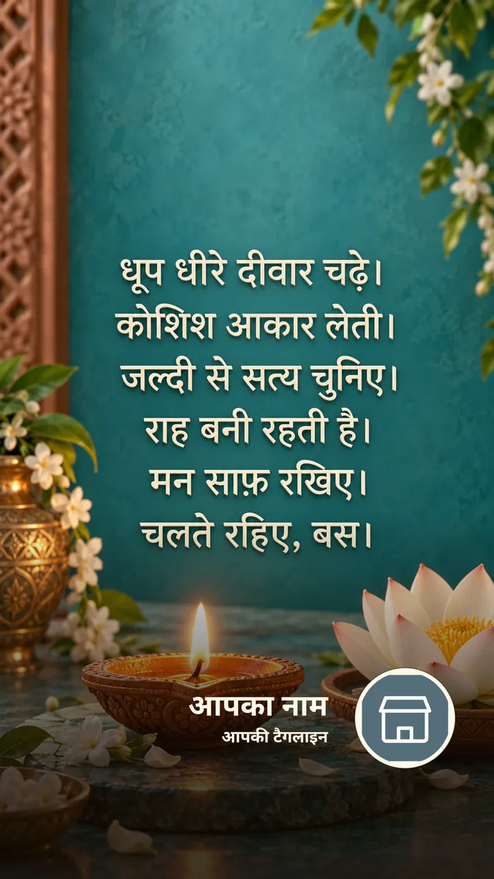 धूप धीरे दीवार चढ़े। - Suprabhat Image, फूल, दीया