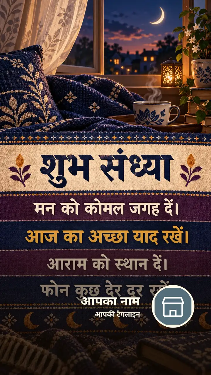 शुभ संध्या - मन को कोमल जगह दें। - आज का अच्छा याद रखें। - Sandhya Image