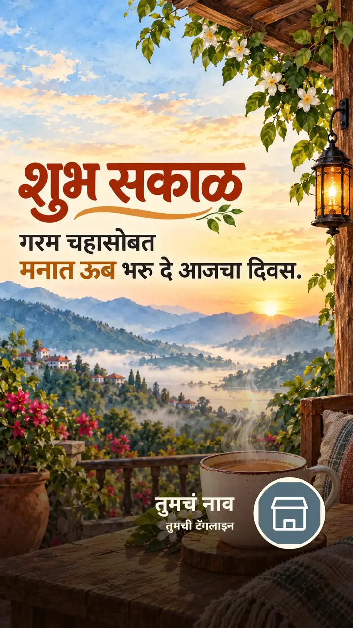 शुभ सकाळ - गरम चहासोबत - Shubh Sakal Image, डोंगर, चहा