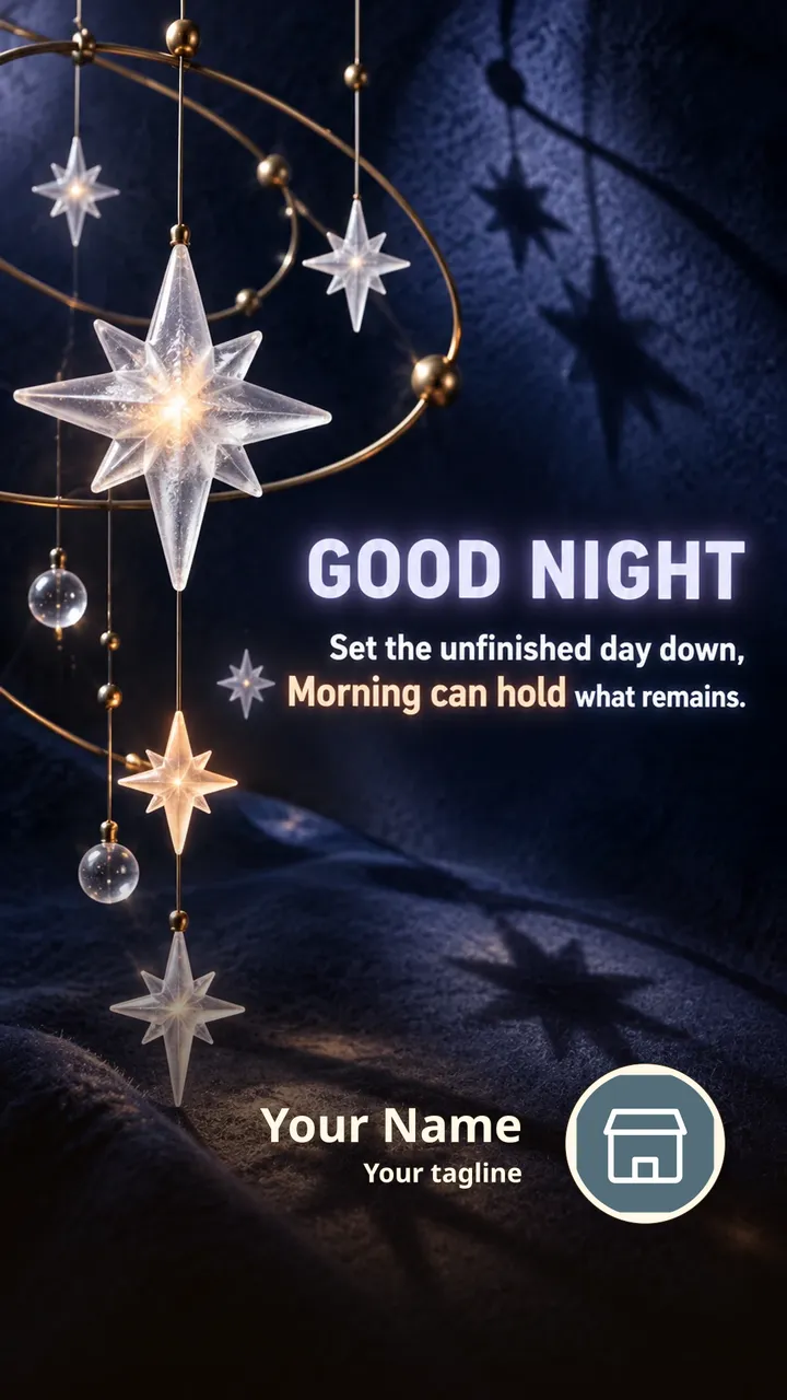GOOD NIGHT - Set the unfinished day down, - Good Night Image, Stars
