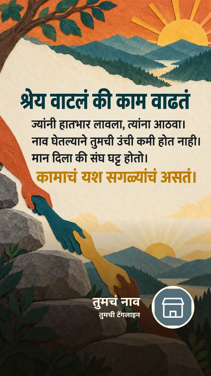 श्रेय वाटलं की काम वाढतं - Suvichar Image, निसर्ग, डोंगर, नदी