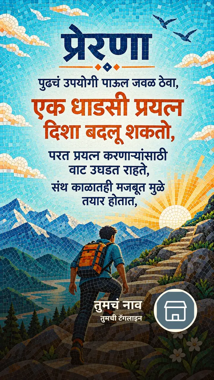 प्रेरणा - पुढचं उपयोगी पाऊल जवळ ठेवा, - एक धाडसी प्रयत्न दिशा बदलू - Motivation Image, निसर्ग, डोंगर