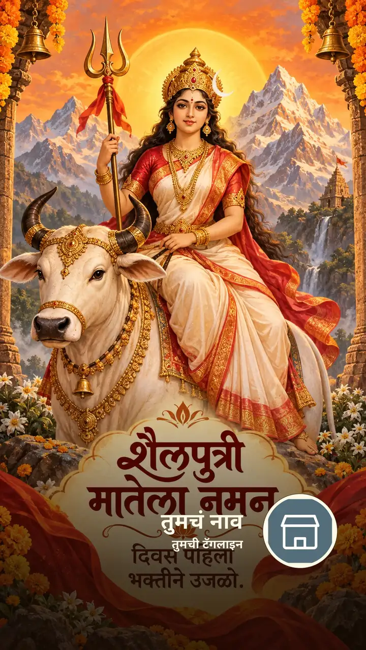 शैलपुत्री मातेला नमन - Bhakti Image, फुलं, डोंगर, दुर्गा