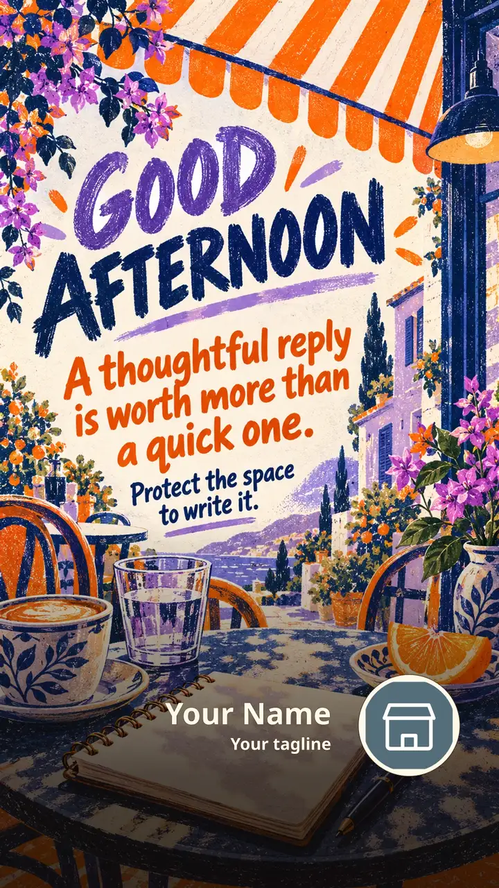 GOOD AFTERNOON - A thoughtful reply is worth more than a quick one. - Afternoon Image