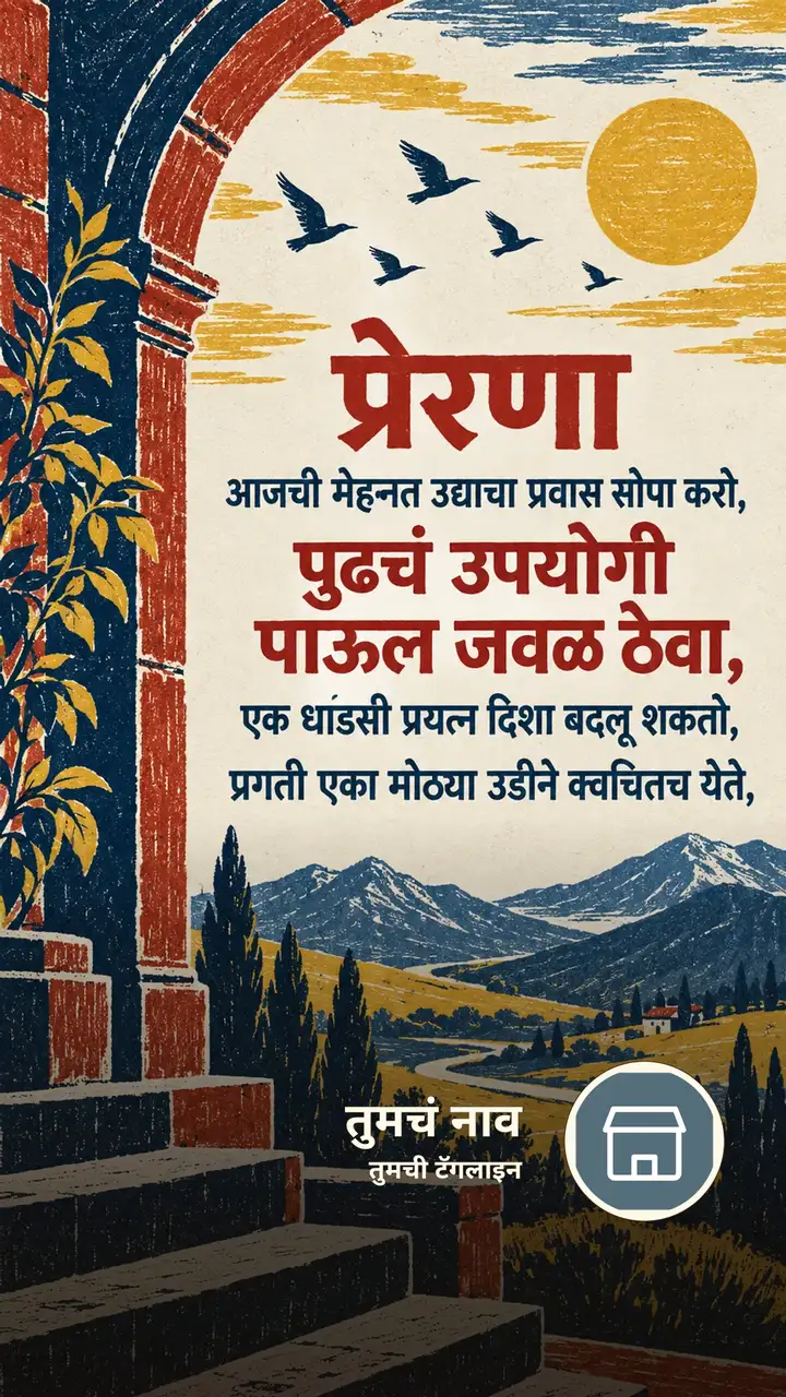 प्रेरणा - आजची मेहनत उद्याचा प्रवास सोपा करो, - पुढचं उपयोगी पाऊल जवळ - Motivation Image, निसर्ग, डोंगर