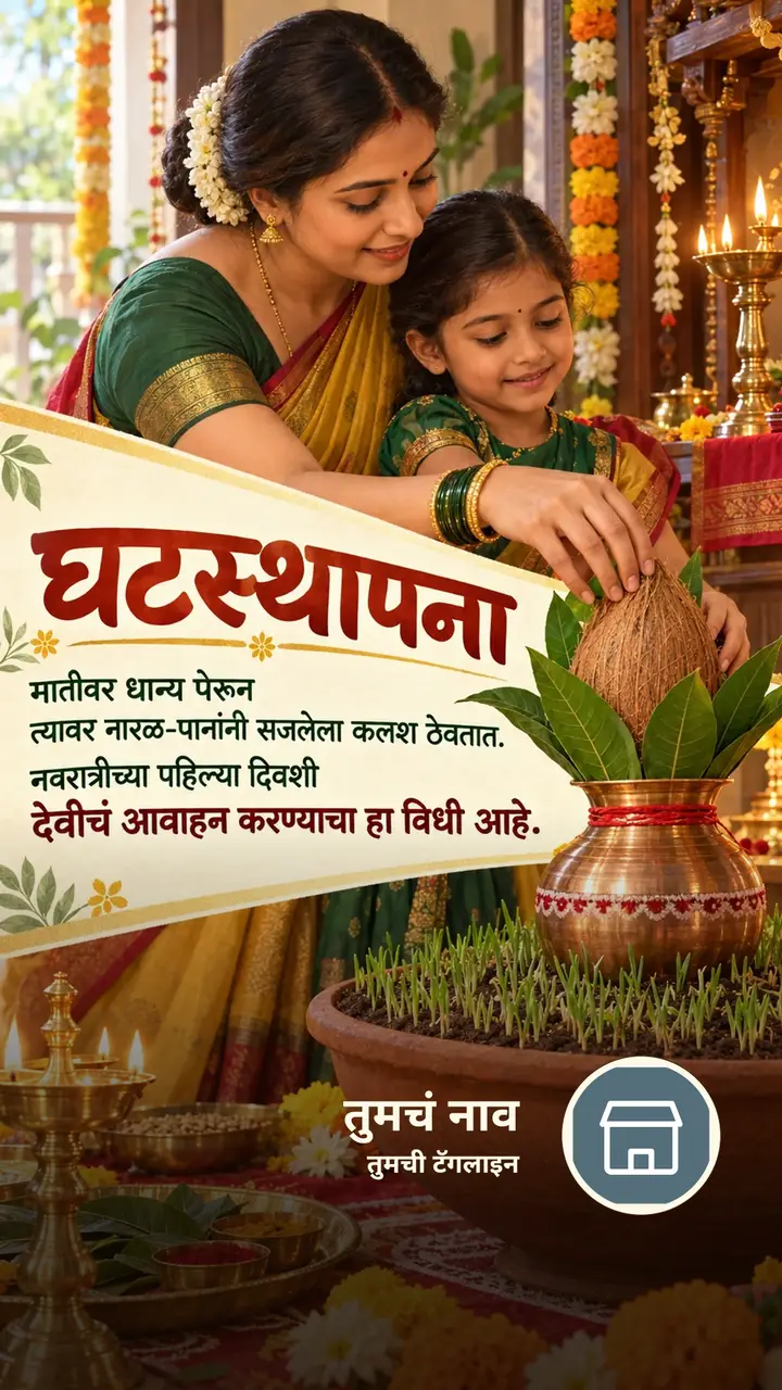 घटस्थापना - मातीवर धान्य पेरून - Festival Image, फुलं, दिवा, कुटुंब, मुलं, आई