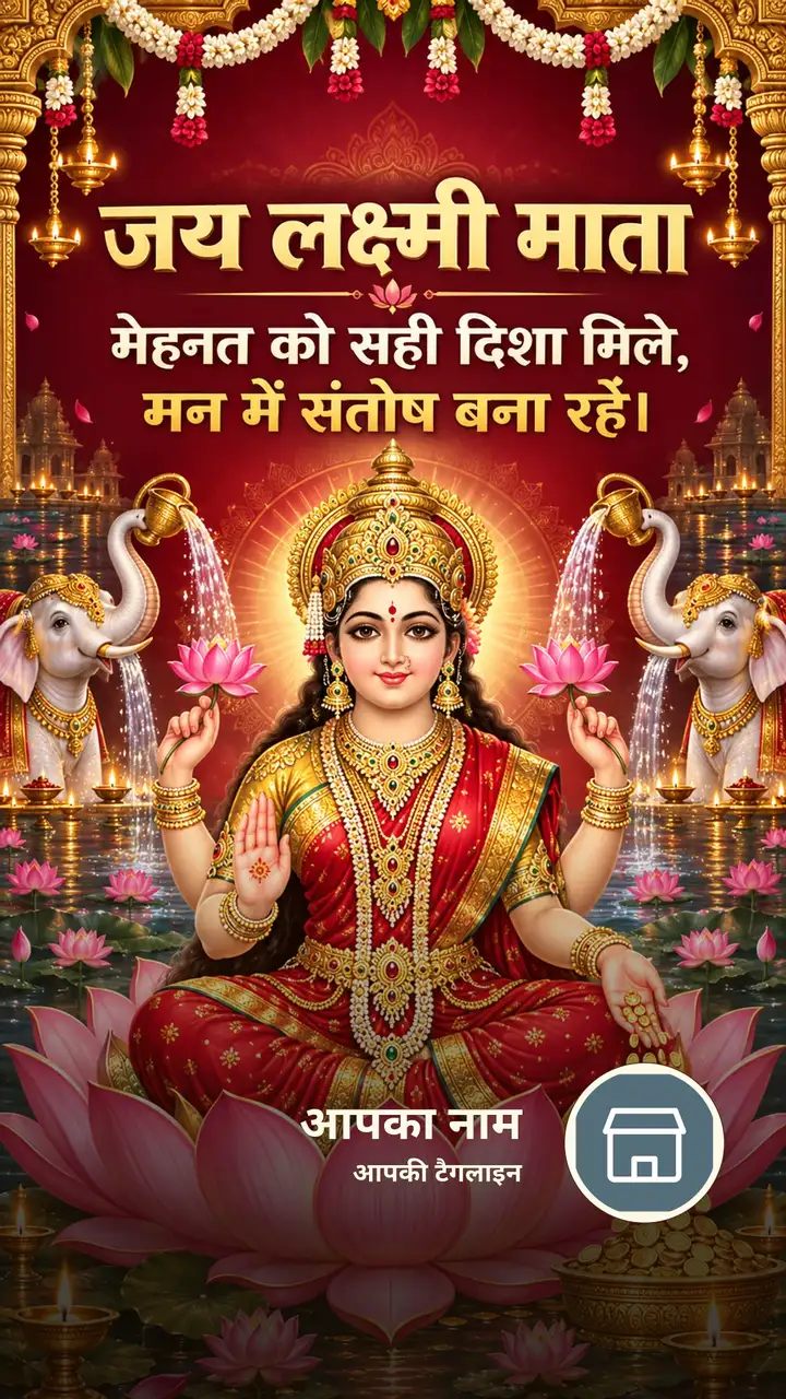 जय लक्ष्मी माता - मेहनत को सही दिशा मिले, - Bhakti Image, कमल, लक्ष्मी