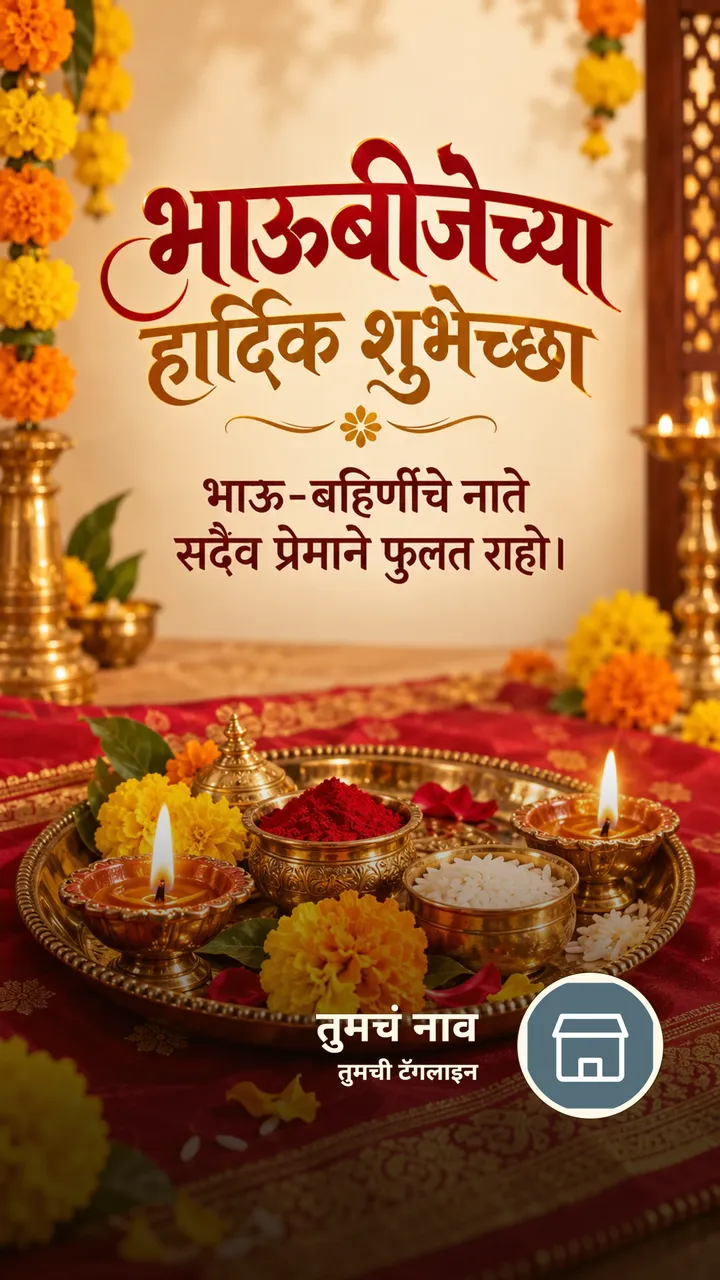 भाऊबीजेच्या हार्दिक शुभेच्छा - Festival Image, फुलं, दिवा