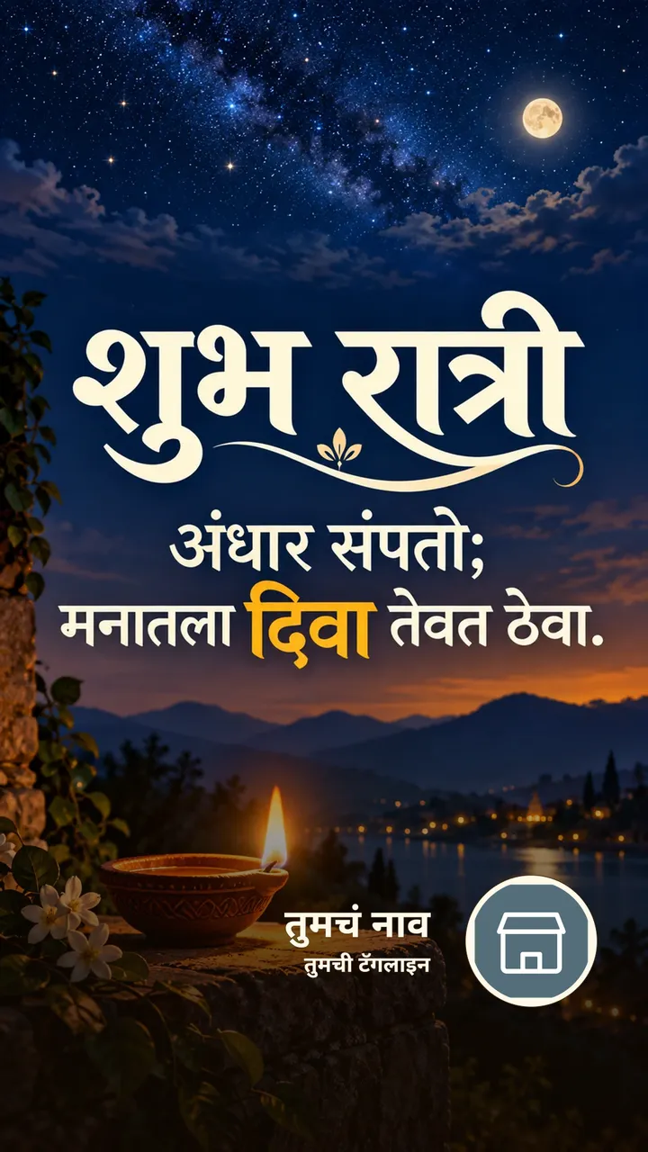 शुभ रात्री - अंधार संपतो; - Shubh Ratri Image, चांदण्या, दिवा
