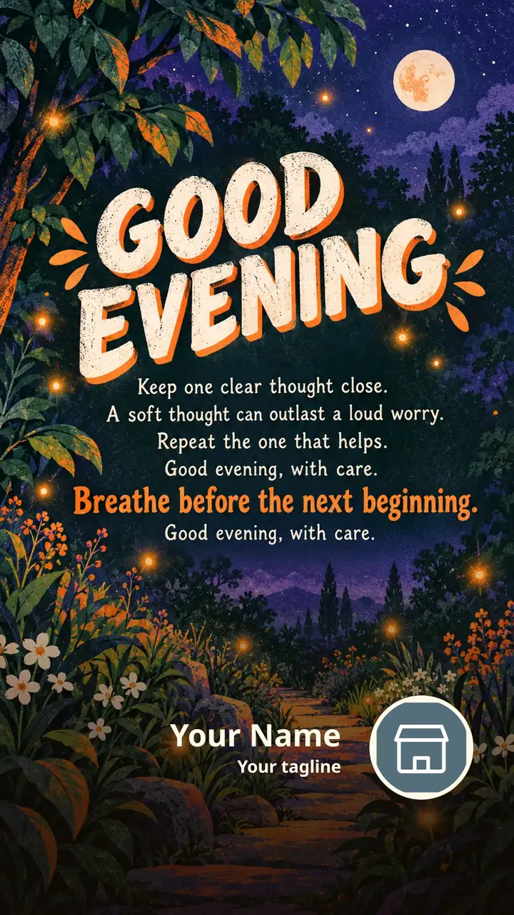 GOOD EVENING - Keep one clear thought close. - A soft thought can - Good Evening Image