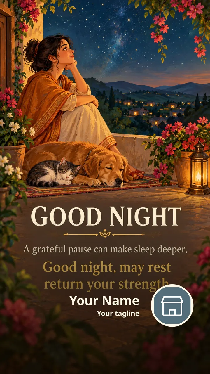 GOOD NIGHT - A grateful pause can make sleep deeper, - Good night - Good Night Image, Moon, Stars, Candle