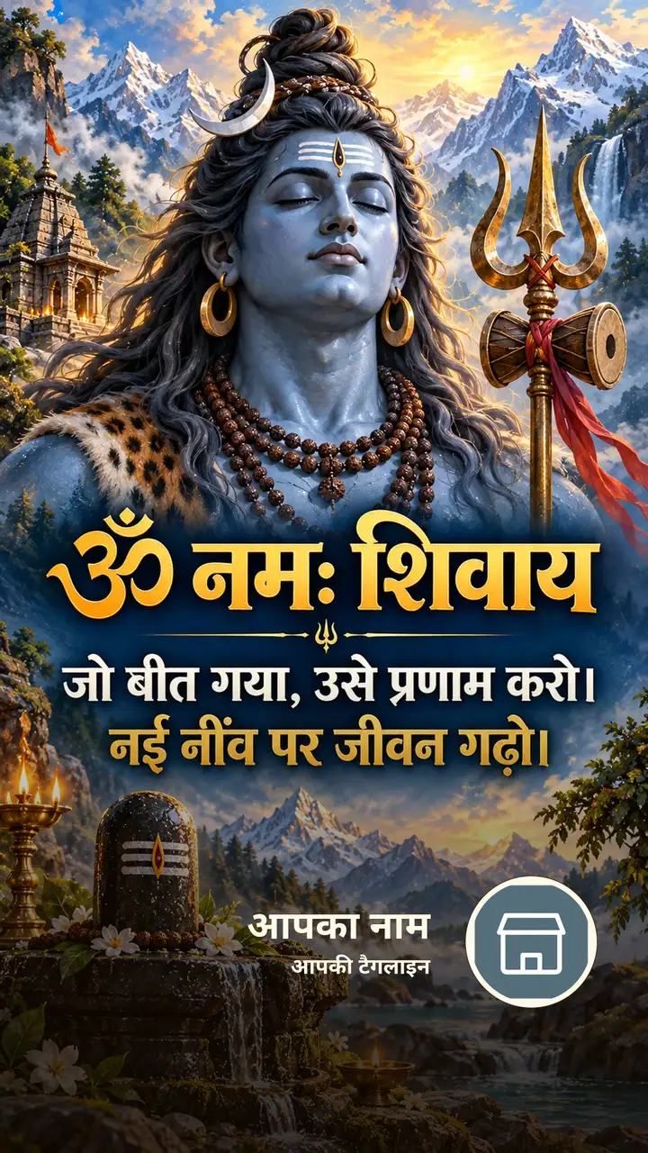 ॐ नमः शिवाय - जो बीत गया, उसे प्रणाम करो। - Bhakti Image, पहाड़, नदी, दीया, शिव