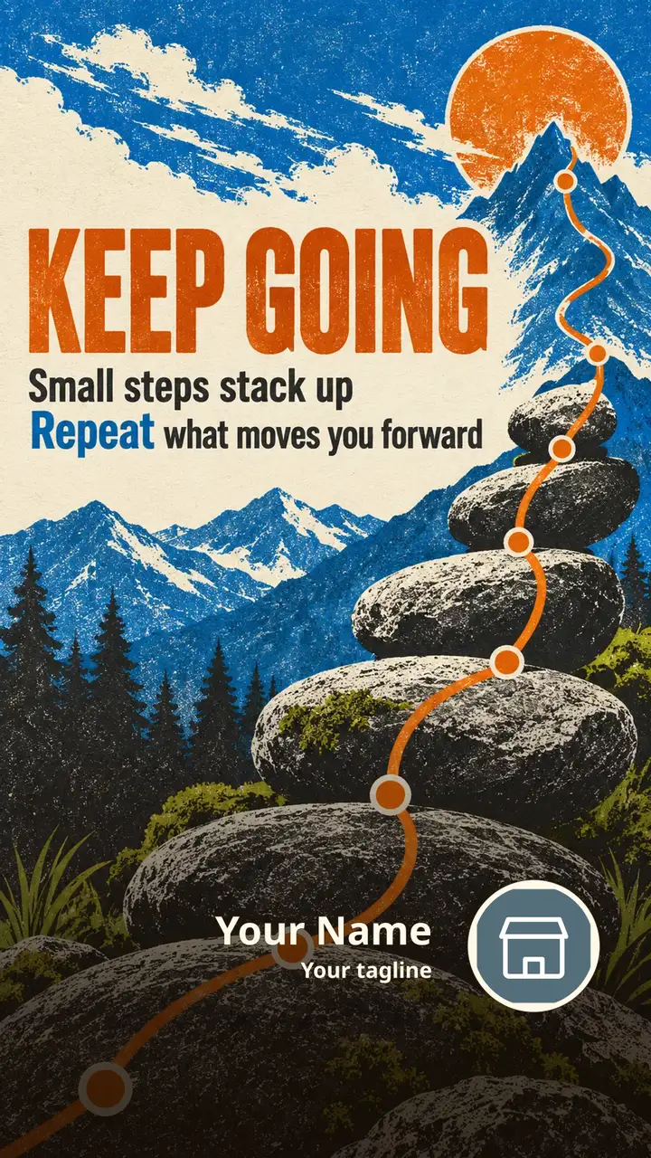 KEEP GOING - Small steps stack up - Motivational Image