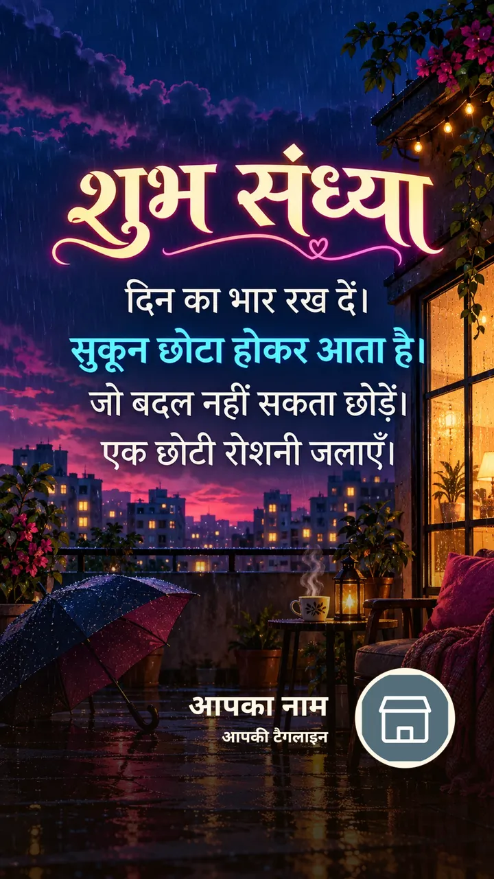 शुभ संध्या - दिन का भार रख दें। - सुकून छोटा होकर आता है। - Sandhya Image