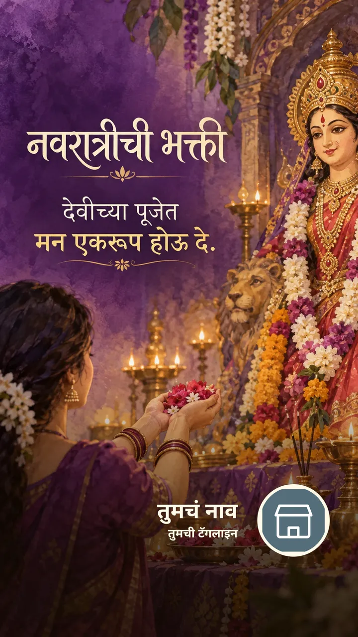 नवरात्रीची भक्ती - Festival Image, फुलं, दिवा, दुर्गा
