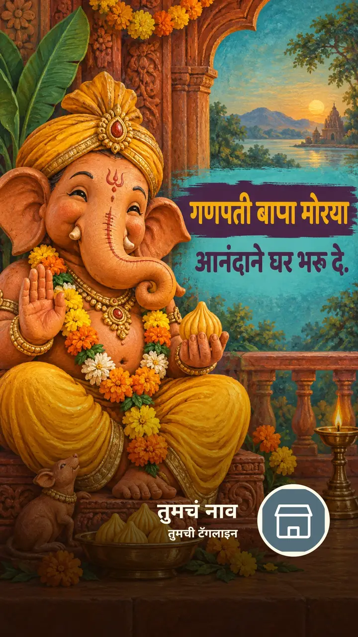 गणपती बाप्पा मोरया - Bhakti Image, फुलं, गणपती