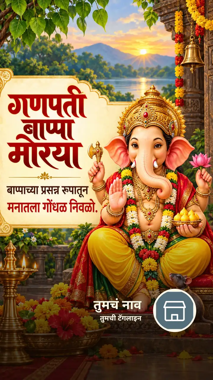 गणपती बाप्पा मोरया - बाप्पाच्या प्रसन्न रूपातून - Bhakti Image, फुलं, गणपती