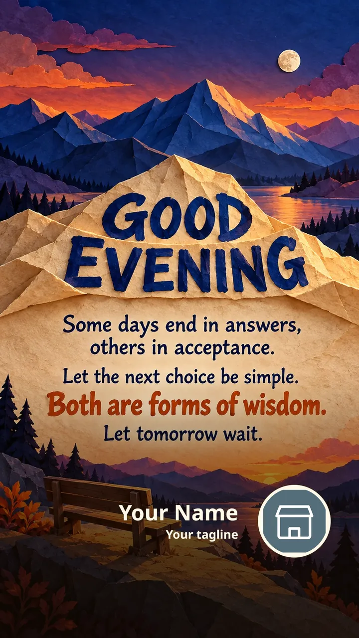 GOOD EVENING - Some days end in answers, others in acceptance. - Good Evening Image