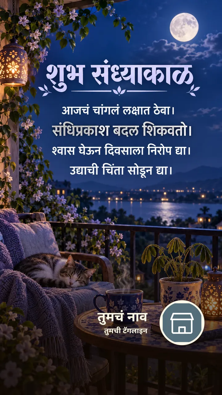 शुभ संध्याकाळ - आजचं चांगलं लक्षात ठेवा। - संधिप्रकाश बदल शिकवतो। - Sandhyakal Image