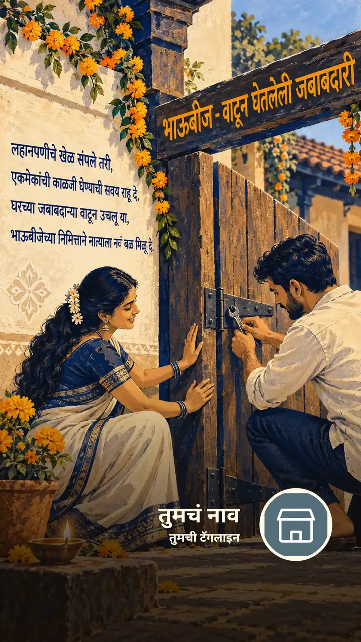 भाऊबीज - वाटून घेतलेली जबाबदारी - Festival Image, फुलं, दिवा, गाव, कुटुंब