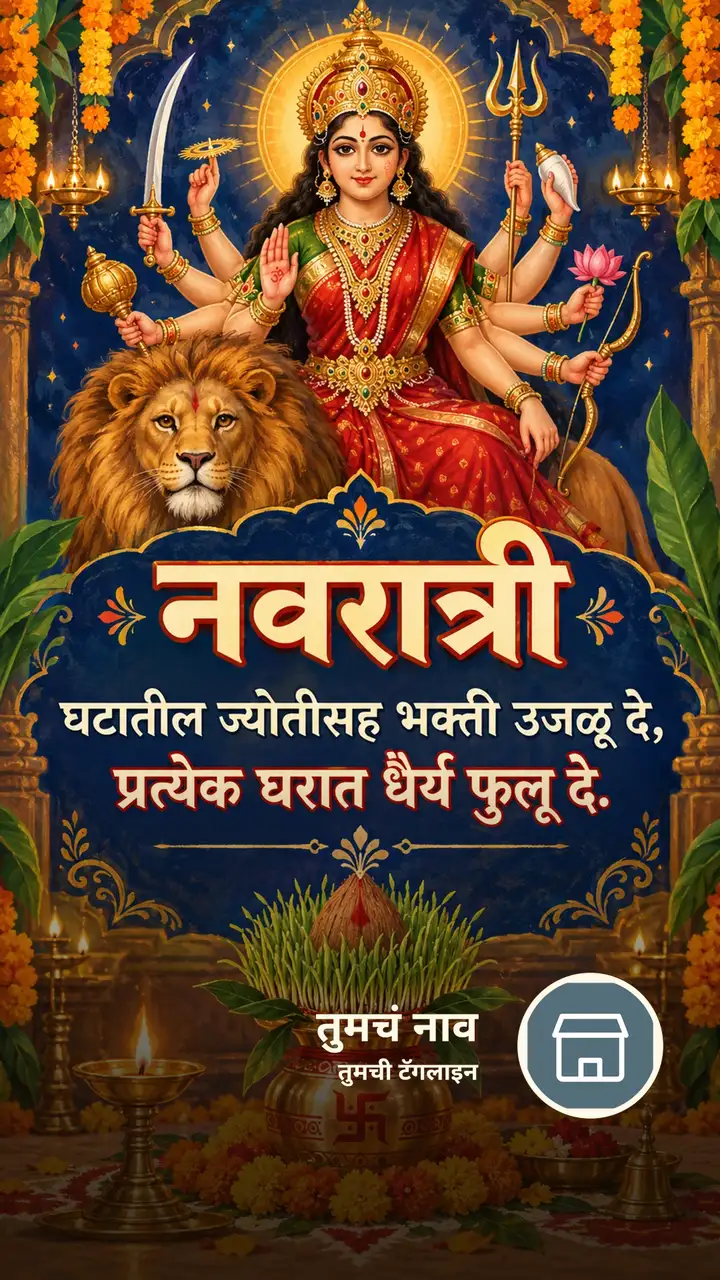 नवरात्री - Festival Image, फुलं, दिवा, दुर्गा