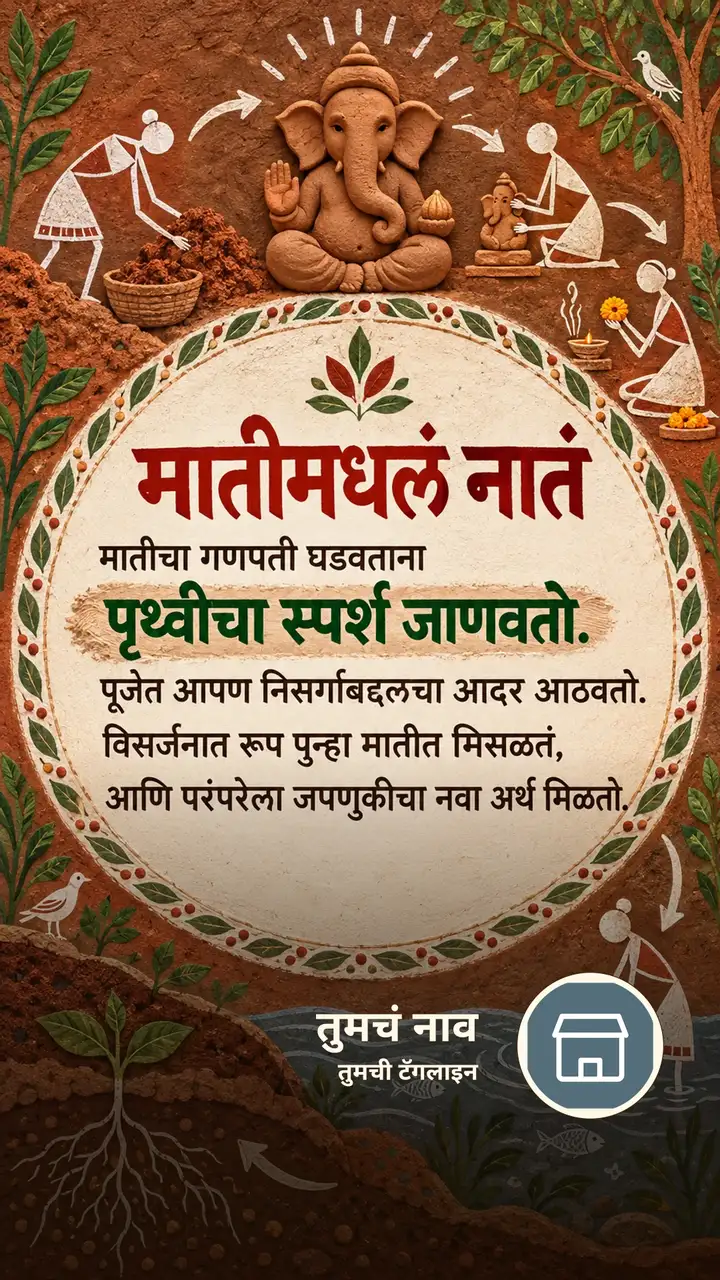 मातीमधलं नातं - Festival Image, फुलं, निसर्ग, दिवा, गणपती