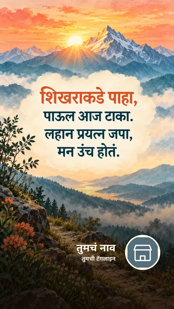 शिखराकडे पाहा, - Suvichar Image, फुलं, डोंगर